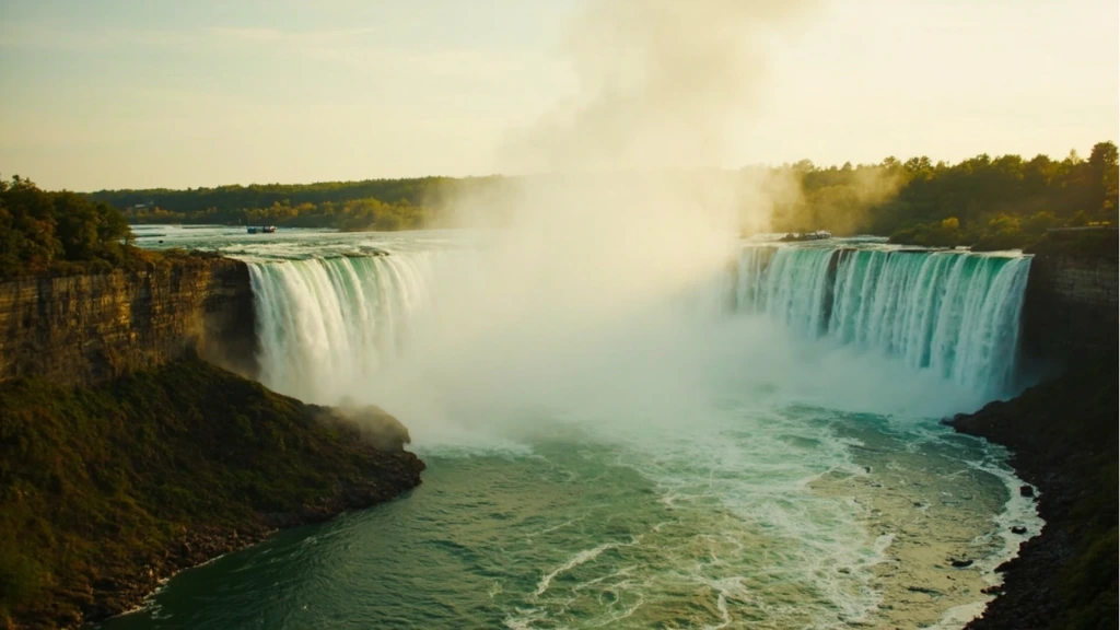 The Canadian Horseshoe Falls from a quiet upper vantage