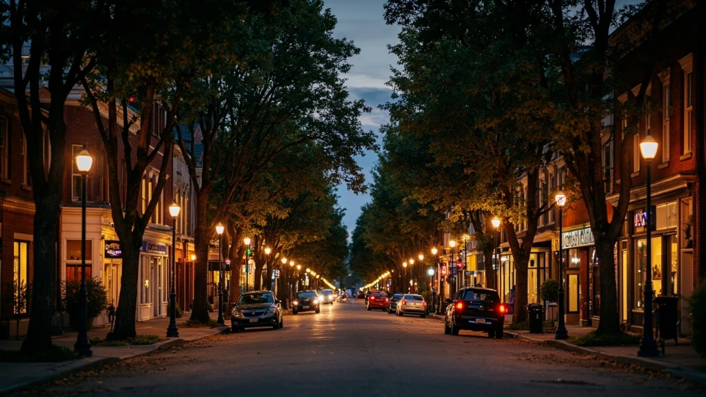Queen Street in Niagara-on-the-Lake at twilight